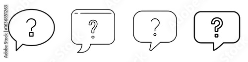 Line art icon for apps and websites representing a question or request