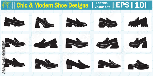 Chic and Modern Shoe Designs Vector Set