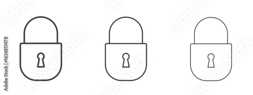 Lock closed icon vector Graphics. Black thin lines icons