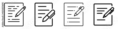 A pen signing a contract line art icon is utilized for business apps and websites
