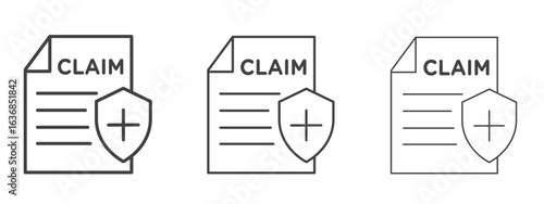 Insurance Claim icon vector Graphics. Black thin lines icons