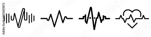 Icon of a heart monitor pulse line art for use in medical apps and websites