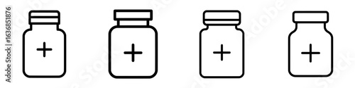 Flat icon of a medication drug bottle for use on apps and websites