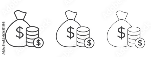 Income icon vector Graphics. Black thin lines icons