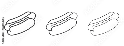 Hot dog icon vector Graphics. Black thin lines icons