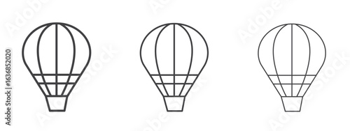 Hot air balloon icon vector Graphics. Black thin lines icons