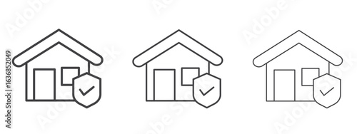 Home insurance icon vector Graphics. Black thin lines icons
