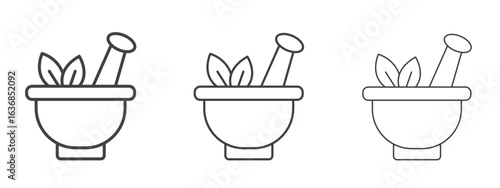Herbal medicine icon vector Graphics. Black thin lines icons