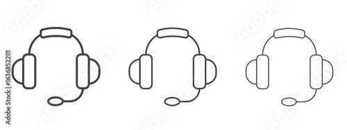 Headphone icon vector Graphics. Black thin lines icons