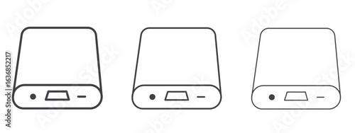 Hard drive icon vector Graphics. Black thin lines icons