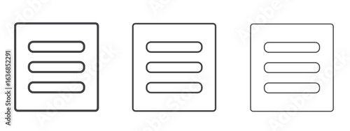 Hamburger menu icon vector Graphics. Black thin lines icons
