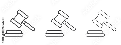 Gavel icon vector Graphics. Black thin lines icons
