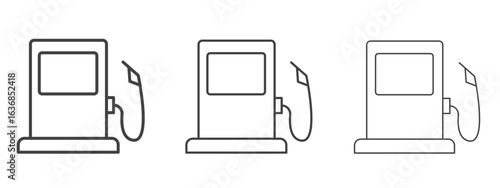 Gas station icon vector Graphics. Black thin lines icons