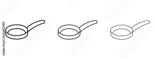 Frying pan icon vector Graphics. Black thin lines icons