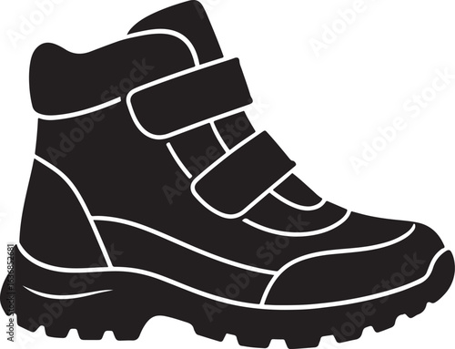 Kids Hiking Boot with Velcro Strap Vector Illustration