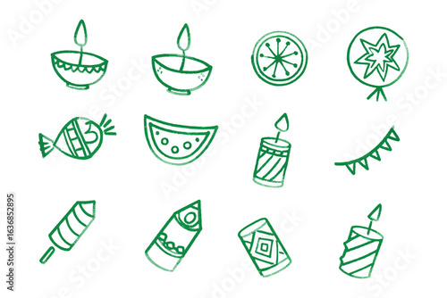  Festive Doodles: A vibrant collection of hand-drawn illustrations captures the joy and spirit of a joyous festival. These doodle style bring warmth and character to the design.