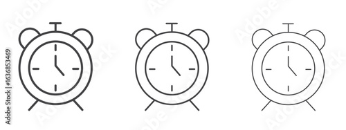 Clock icon vector Graphics. Black thin lines icons