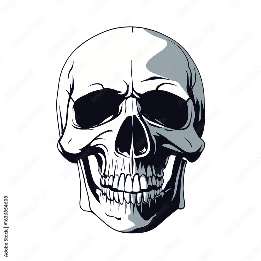 Fototapeta premium Detailed vector illustration of a human skull transparent background