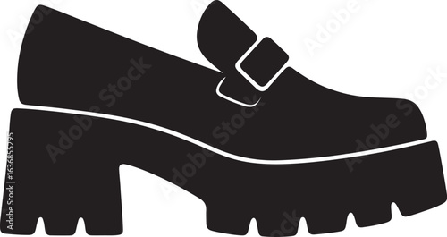Block Heel Buckle Loafer Shoe Silhouette