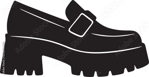 Rugged Sole Buckle Loafer Shoe Silhouette