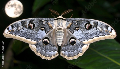 Detailed close-up of a large moth