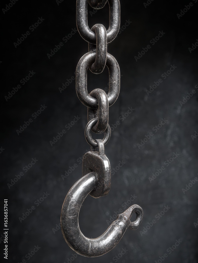 Obraz premium metal chain with hook a metal chain with a hook attached to one end designed for securing or hanging items the chain is sturdy and durable ideal for heavyduty applications