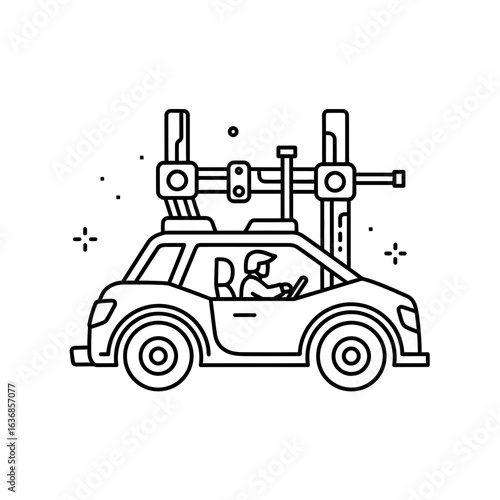 Innovative autonomous vehicle with driver and lidar sensors, a glimpse into the future of self-driving technology and transportation solutions