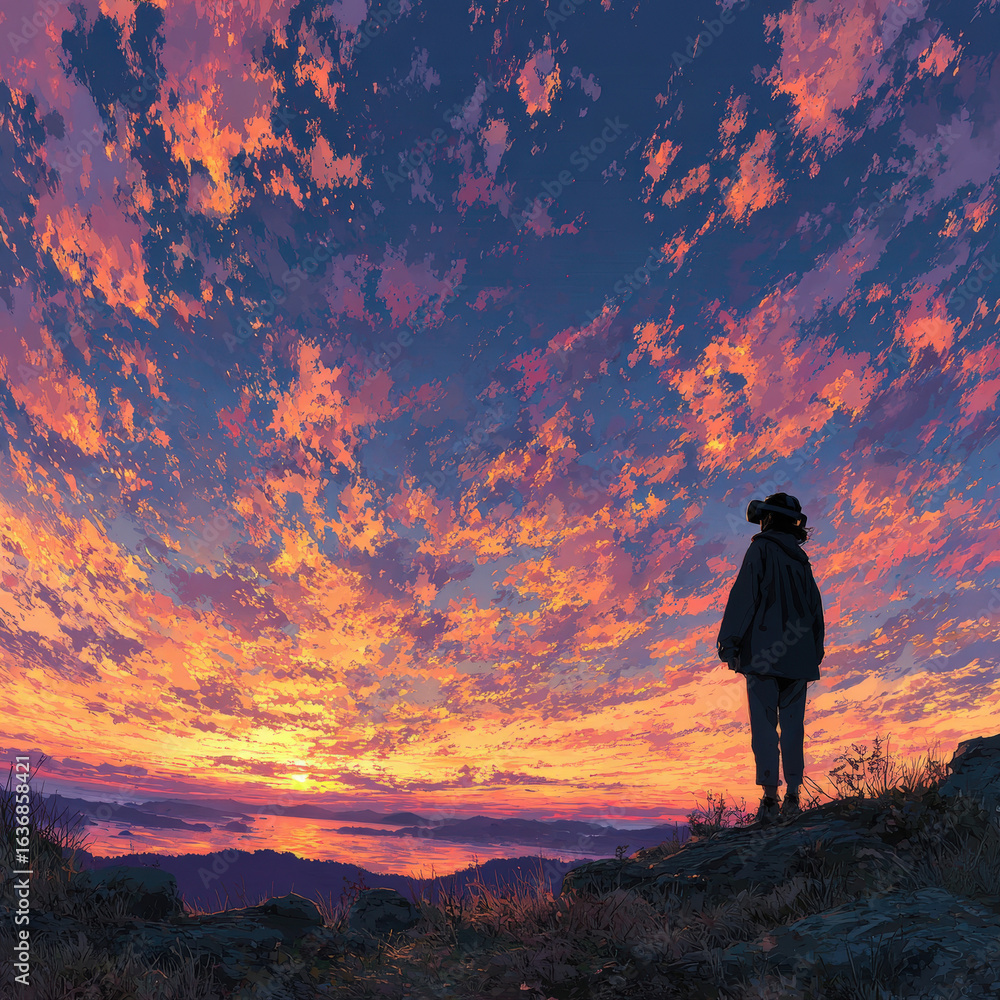 Obraz premium Dreamy Sunset Over Mountain Escape