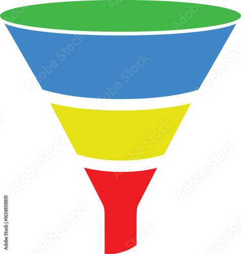 Colorful Funnel Diagram with Green Blue Yellow Red Sections on White analysis business Free Download Colorful Funnel Diagram with Green Blue Yellow Red Sections on White analysis business - GFXLoad