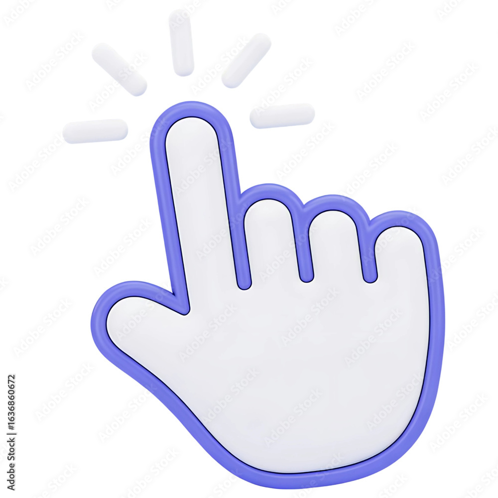 3D Hand Click Cursor Icon with Finger Pointing Up – Modern UI Pointer Design PNG 3D Hand Click Cursor Icon with Finger Pointing Up – Modern UI Pointer Design PNG