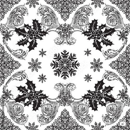 christmas, pattern, flower, vector, floral, design, seamless, vintage, illustration, ornament, decoration, art, wallpaper, nature, decor, texture, element, flowers, mandala, leaf, retro, ornate, lace,