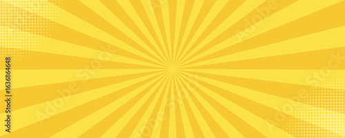 Wallpaper Mural Yellow banner with Sun rays, yellow lines background, light Torontodigital.ca