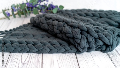 Wallpaper Mural Dark gray chunky knit blanket Torontodigital.ca