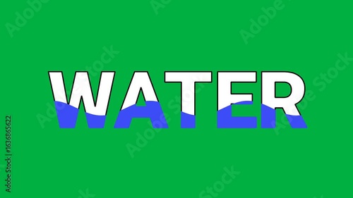 Water text with water fall in the text green screen 
