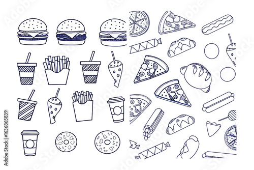 Delicious Doodle Delights: A captivating and delightful collection of hand-drawn doodle illustrations, inviting viewers to explore the enticing world of culinary treasures. 