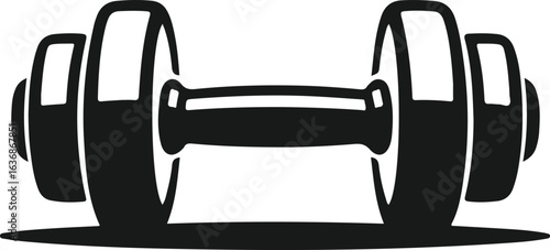 Black dumbbell on white background weight exercise