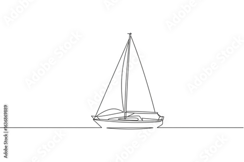 Elegant sailboat glides smoothly across calm waters, capturing the freedom of the open sea.