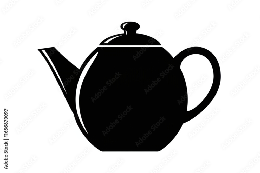 Elegant black teapot silhouette perfect for tea time or hospitality branding Elegant black teapot silhouette perfect for tea time or hospitality branding