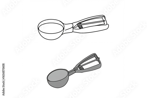 Professional ice cream scoop illustration ready for kitchen use, showcasing classic design and functionality