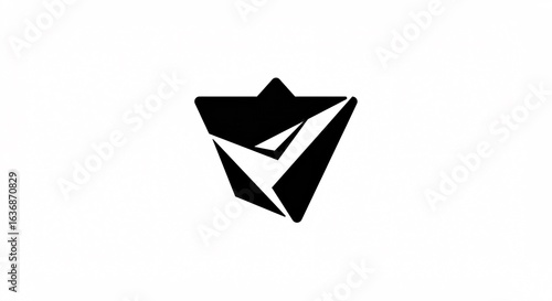 Free Download A black and white logo featuring a stylized shield with abstract geometric shapes inside it design - GFXLoad