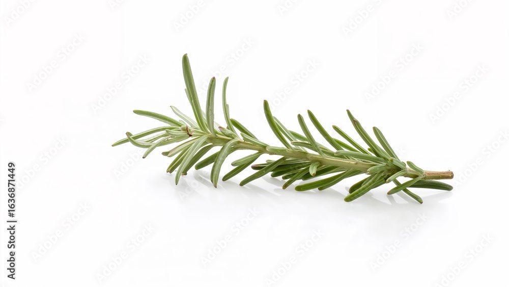 Fototapeta premium Fresh Rosemary Sprig Isolated on White Background, Aromatic Herb for Cooking.