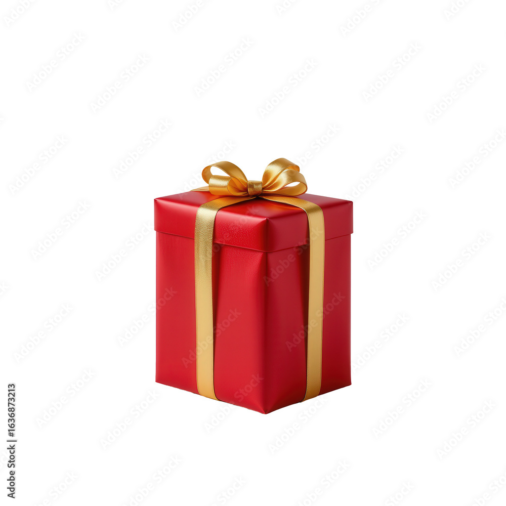 Obraz premium Red Gift Box with Gold Ribbon on Transparent background for Celebrations