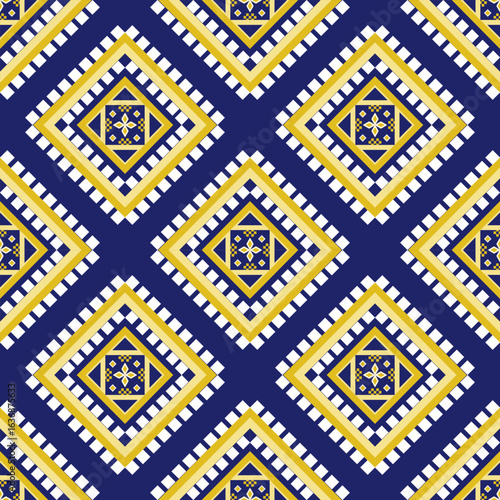 Geometric ethnic oriental pattern traditional design for background carpet wallpaper clothing wrapping batik fabric embroidery style vector illustration