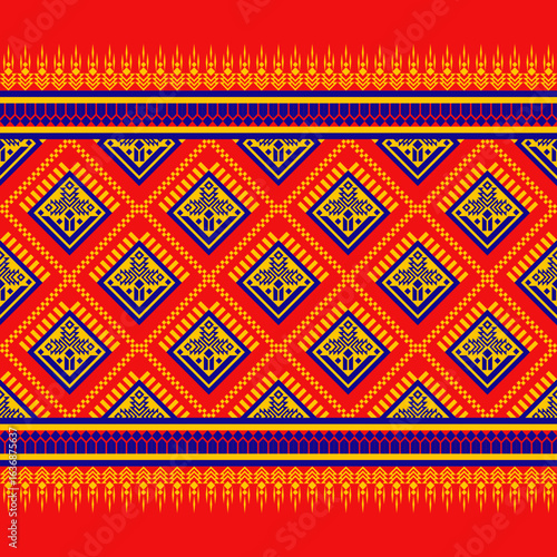 Geometric ethnic oriental pattern traditional design for background carpet wallpaper clothing wrapping batik fabric embroidery style vector illustration