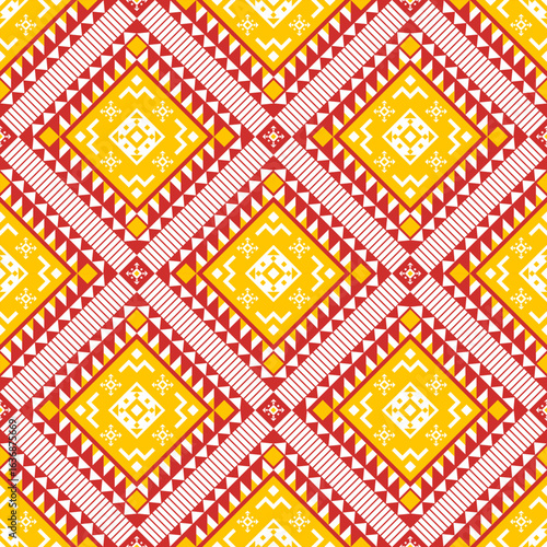 Geometric ethnic oriental pattern traditional design for background carpet wallpaper clothing wrapping batik fabric embroidery style vector illustration