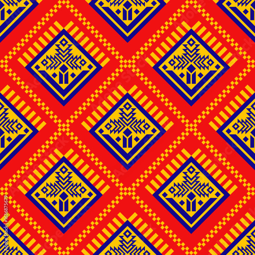 Geometric ethnic oriental pattern traditional design for background carpet wallpaper clothing wrapping batik fabric embroidery style vector illustration