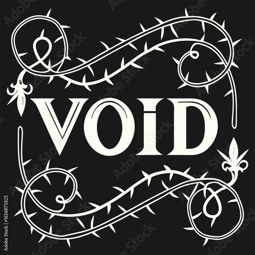 Gothic-style decorative letters with sharp flourishes metallic ink effect edgy streetwear t-shirt design black background grunge rubber stamp with the text