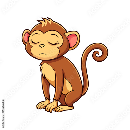 Sleepy Monkey Standing Dozing Off Vector Illustration – Funny Cartoon Animal Character in Drowsy Pose for Humorous Designs and Decor