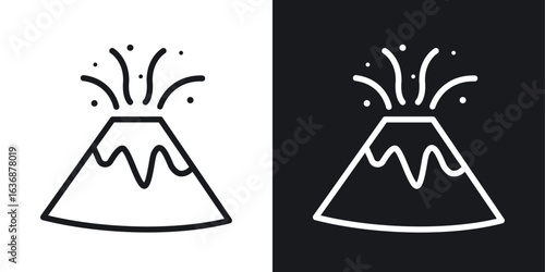 Volcano eruption icon line concept, linear symbol.