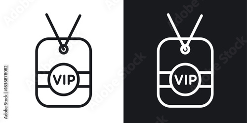 VIP neck tag icon line concept, linear symbol.